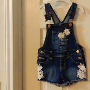 Blue jean overall short romper